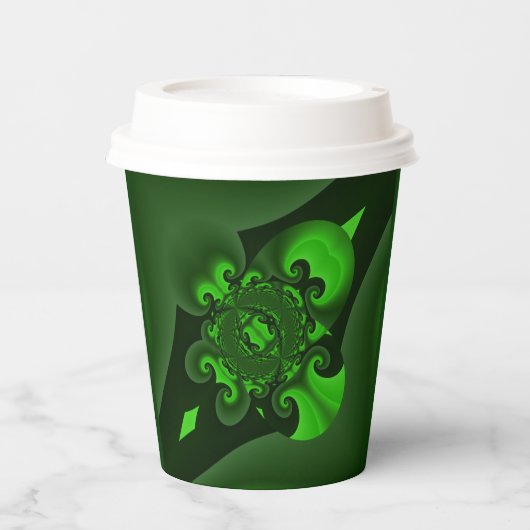 Dunkelgrüne und Limone Spiralwelle Pappbecher (Vorderseite)