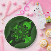 Dunkelgrüne und Limone Spiralwelle Pappteller (Party)