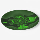 Dunkelgrüne und Limone Spiralwelle Pappteller (Schrägansicht)