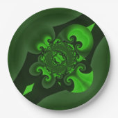 Dunkelgrüne und Limone Spiralwelle Pappteller (Vorderseite)