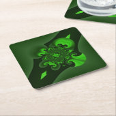 Dunkelgrüne und Limone Spiralwelle Rechteckiger Pappuntersetzer (angewinkelt)