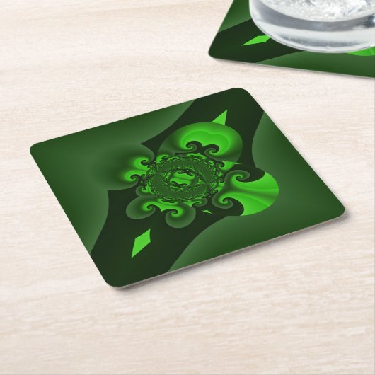 Dunkelgrüne und Limone Spiralwelle Rechteckiger Pappuntersetzer (angewinkelt)