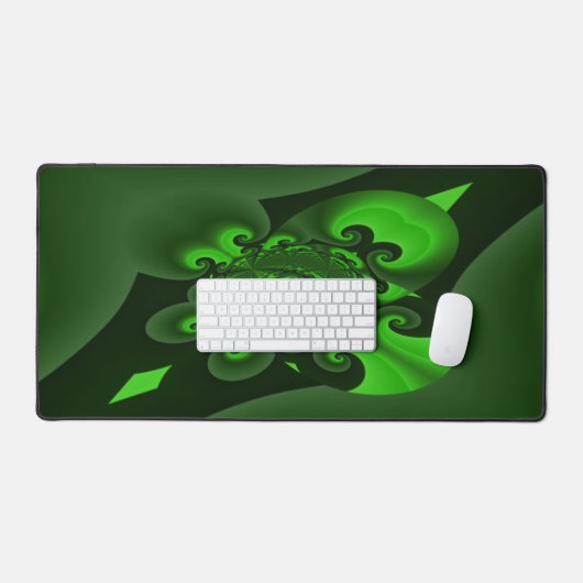 Dunkelgrüne und Limone Spiralwelle Schreibtischunterlage (Tastatur & Maus)