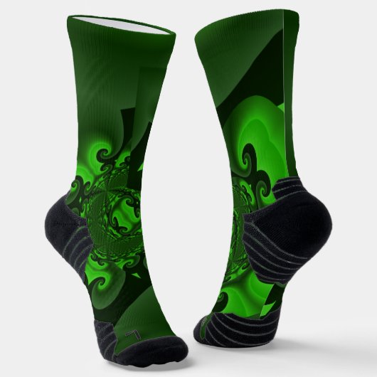 Dunkelgrüne und Limone Spiralwelle Socken (Gewinkelt)