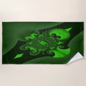 Dunkelgrüne und Limone Spiralwelle Strandtuch (Vorderseite)