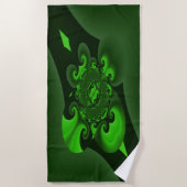 Dunkelgrüne und Limone Spiralwelle Strandtuch (Vorderseite)