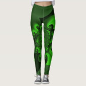 Dunkelgrüne und Limone Spiralwellen-Leggings Leggings (Vorderseite)