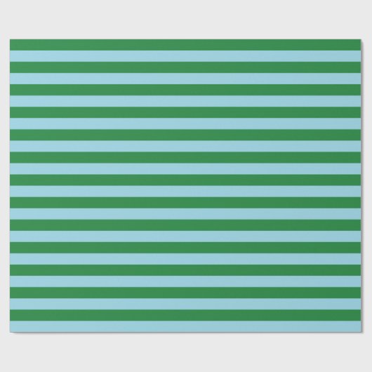 Dunkelgrüne und pastellblaue Streifen Geschenkpapier (Flach)