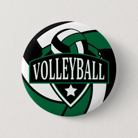 Dunkelgrüne und schwarze Volleyball-Logo Button (Vorderseite)