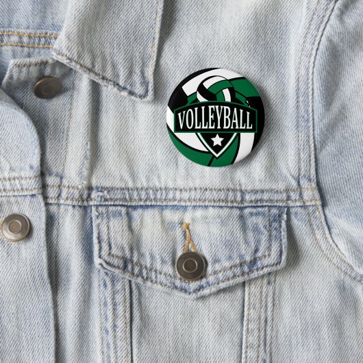 Dunkelgrüne und schwarze Volleyball-Logo Button (Beispiel)