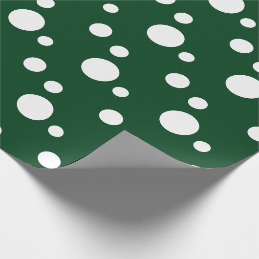 Dunkelgrüne und weiße Polka-Punkte Geschenkpapier (Ecke)