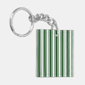 Dunkelgrüne und weiße Streifen aus Süßigkeiten Schlüsselanhänger (Vorderseite links)
