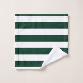 Dunkelgrüne und weiße Streifen Badhandtuch Set (Waschlappen)