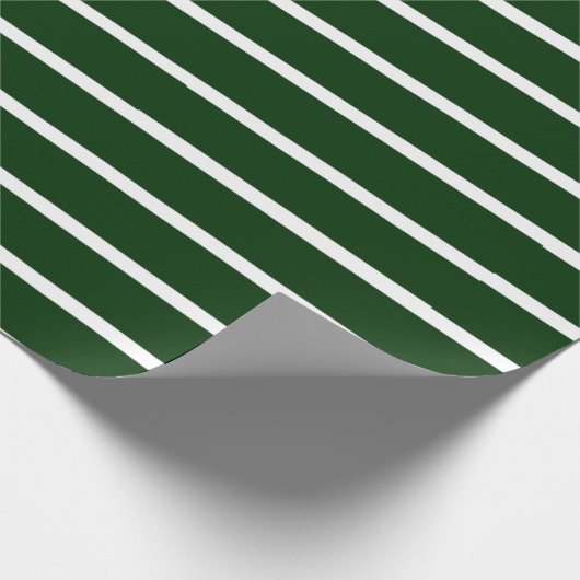 Dunkelgrüne und weiße Streifen Geschenkpapier (Ecke)