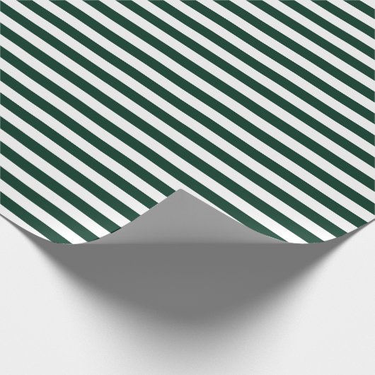 Dunkelgrüne und weiße Streifen Geschenkpapier (Ecke)