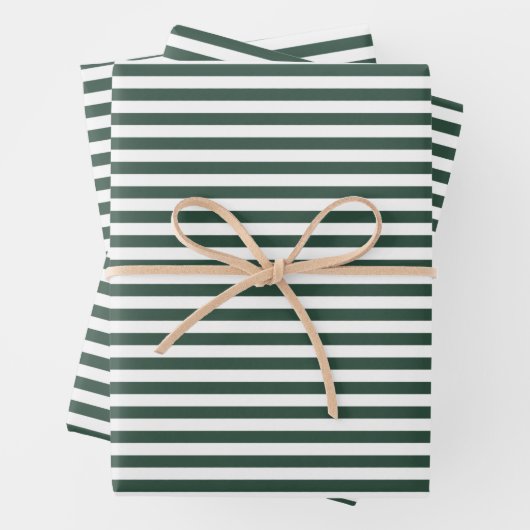 Dunkelgrüne und weiße Streifen Geschenkpapier Set (Beispiel)