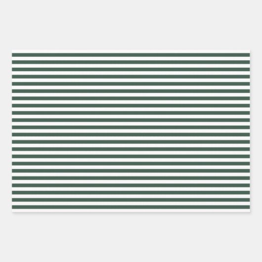 Dunkelgrüne und weiße Streifen Geschenkpapier Set (Vorderseite)