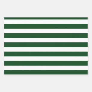 Dunkelgrüne und weiße Streifen Moderne Weihnachten Geschenkpapier Set