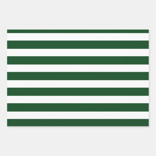 Dunkelgrüne und weiße Streifen Moderne Weihnachten Geschenkpapier Set (Vorderseite)