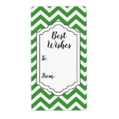 Dunkelgrüne und weiße Zickzack Hochzeitstickermark (Vorne)