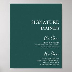 Dunkelgrüne Unterschrift Getränke Unterschrift Poster
