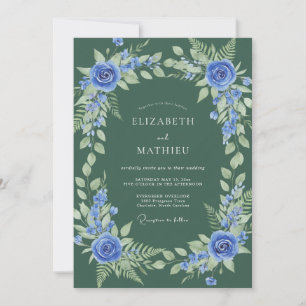 Dunkelgrüne üppige botanische Hochzeit Einladung
