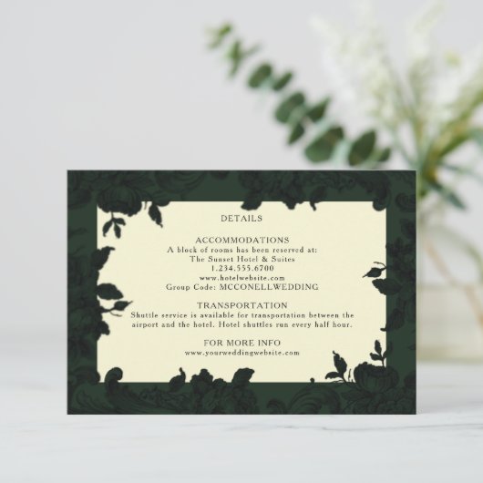 Dunkelgrüne verzierte Blumenzettel (Stehend Vorderseite)