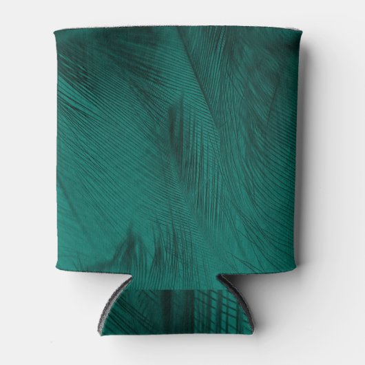 Dunkelgrüne Vintage Feather Textur Dosenkühler (Vorderseite)