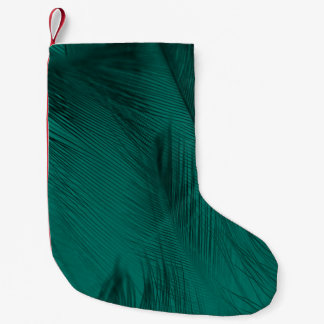 Dunkelgrüne Vintage Feather Textur Kleiner Weihnachtsstrumpf