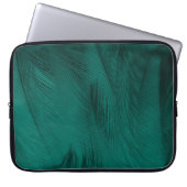 Dunkelgrüne Vintage Feather Textur Laptopschutzhülle (Vorderseite)