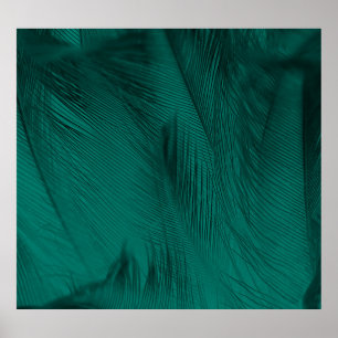 Dunkelgrüne Vintage Feather Textur Poster
