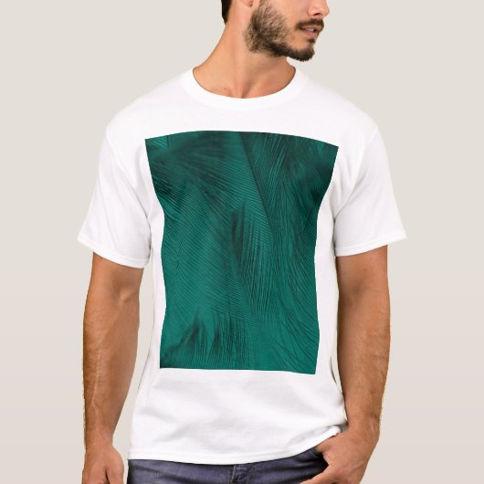 Dunkelgrüne Vintage Feather Textur T-Shirt (Vorderseite)