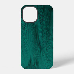 Dunkelgrüne Vintage-Federtextur iPhone 12 Hülle