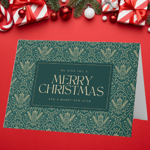 Dunkelgrüne Vintage-Weihnachtskerze Karte