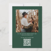 Dunkelgrüne Waldhochzeit mit Foto & QR-Code modern Einladung (Rückseite)
