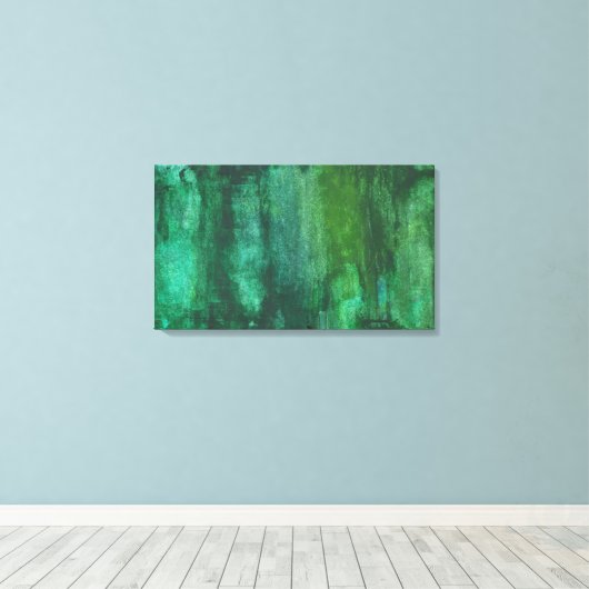 Dunkelgrüne Wasserfarbe Abstrakt Leinwanddruck (Insitu (Holzboden))