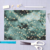 Dunkelgrüne Wasserfarbe mit Goldstars Seidenpapier (Handwerk)