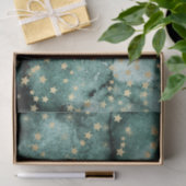 Dunkelgrüne Wasserfarbe mit Goldstars Seidenpapier (Geschenk)