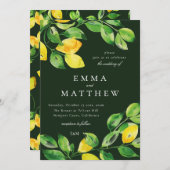 Dunkelgrüne Wasserfarbenlemon mediterran Einladung (Vorne/Hinten)