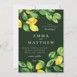 Dunkelgrüne Wasserfarbenlemon mediterran Einladung