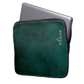 Dunkelgrüne Wasserfarbenmonogramm-Laptop-Sieb Laptopschutzhülle (Vorderseite Links)