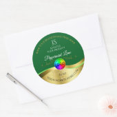 Dunkelgrüne Wavy Gold Logo Monogram Product Label Runder Aufkleber (Umschlag)