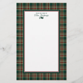 Dunkelgrüne Weihnachten Kariert Personalisiert Briefpapier