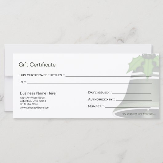 Dunkelgrüne Weihnachtsbell-Weihnachtsgeschenkzerti (Rückseite)