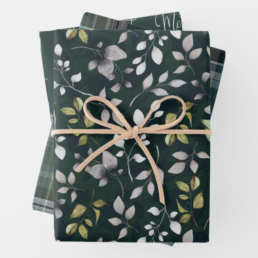 Dunkelgrüne Weihnachtsfeiertage Blätter Wasserfarb (Beispiel)