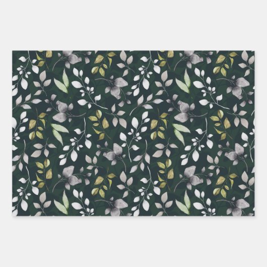 Dunkelgrüne Weihnachtsfeiertage Blätter Wasserfarb (Vorderseite)