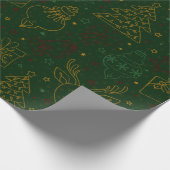 Dunkelgrüne Weihnachtsschmuck & Glitzern Muster Geschenkpapier (Ecke)