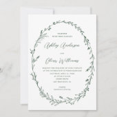 Dunkelgrüne, weiße Rustikale Wildblume Einladung (Vorderseite)