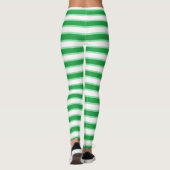 Dunkelgrüne, weiße und grüne Pastellstreifen Leggings (Rückseite)