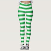 Dunkelgrüne, weiße und grüne Pastellstreifen Leggings (Vorderseite)